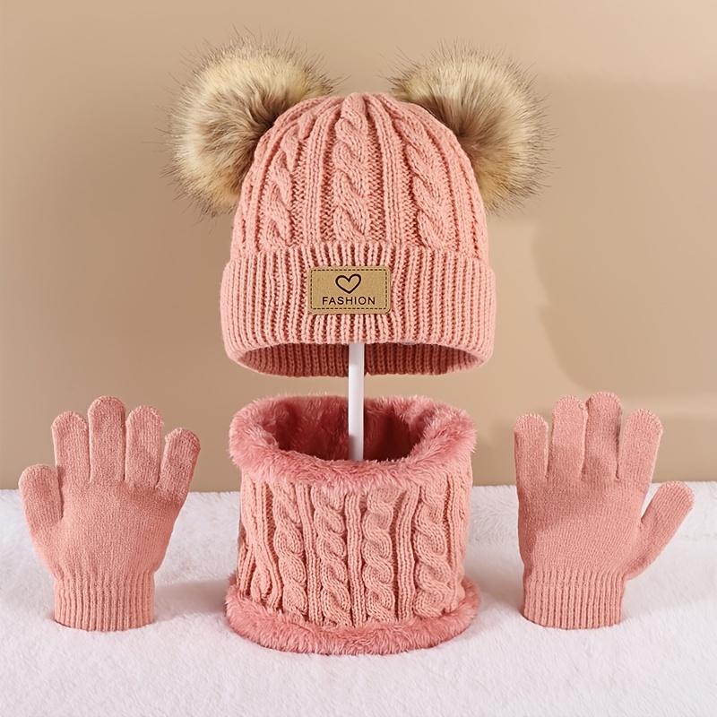 Infinity Scarf Knit - เด็กวัยหัดเดินเด็ก Pom Pom Decor Beanie &