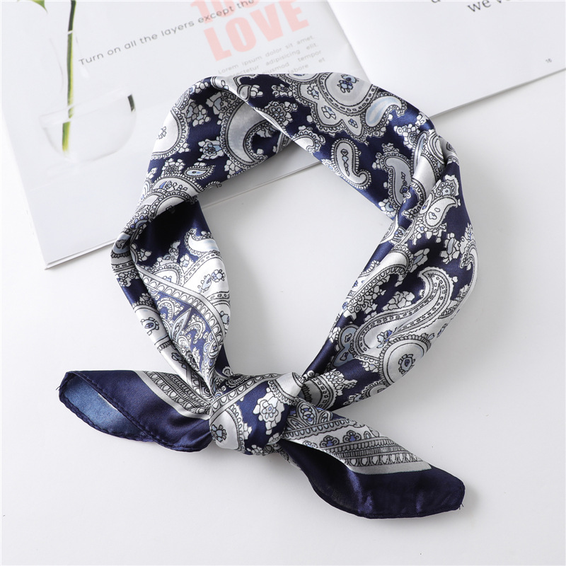 Face Scarf Mask - ผ้าพันคอไหมสี่เหลี่ยมหรูหราขนาด 60 ซม. สำหรับผู้หญิง ฮิญาบ ผ้าคาดผม