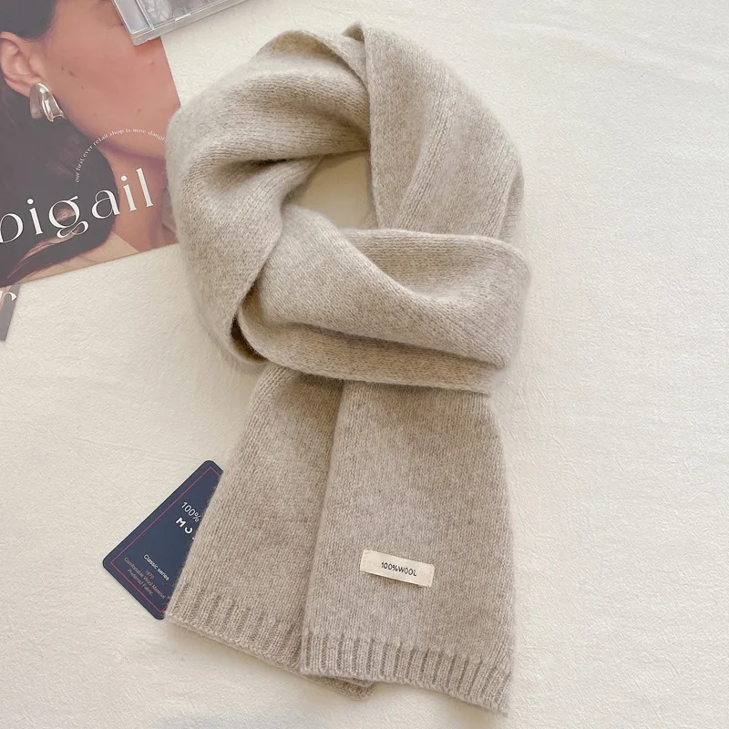 Muffler Men Wool - คุณภาพสูง 100% ผ้าพันคอขนสัตว์ผู้ชายผู้หญิงฤดูหนาวฤดูใบไม้ร่วงสีทึบคู่ผ้าพันคออบอุ่นอเนกประสงค์ถักผ้าพันคอชายหญิง