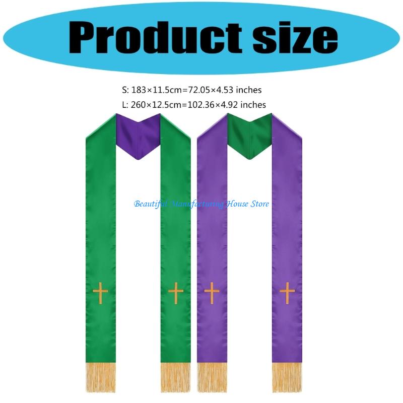 E56A 2PCS Reversible Pastorผ้า - Stole Wedding Shawl บทวิจารณ์และราคา