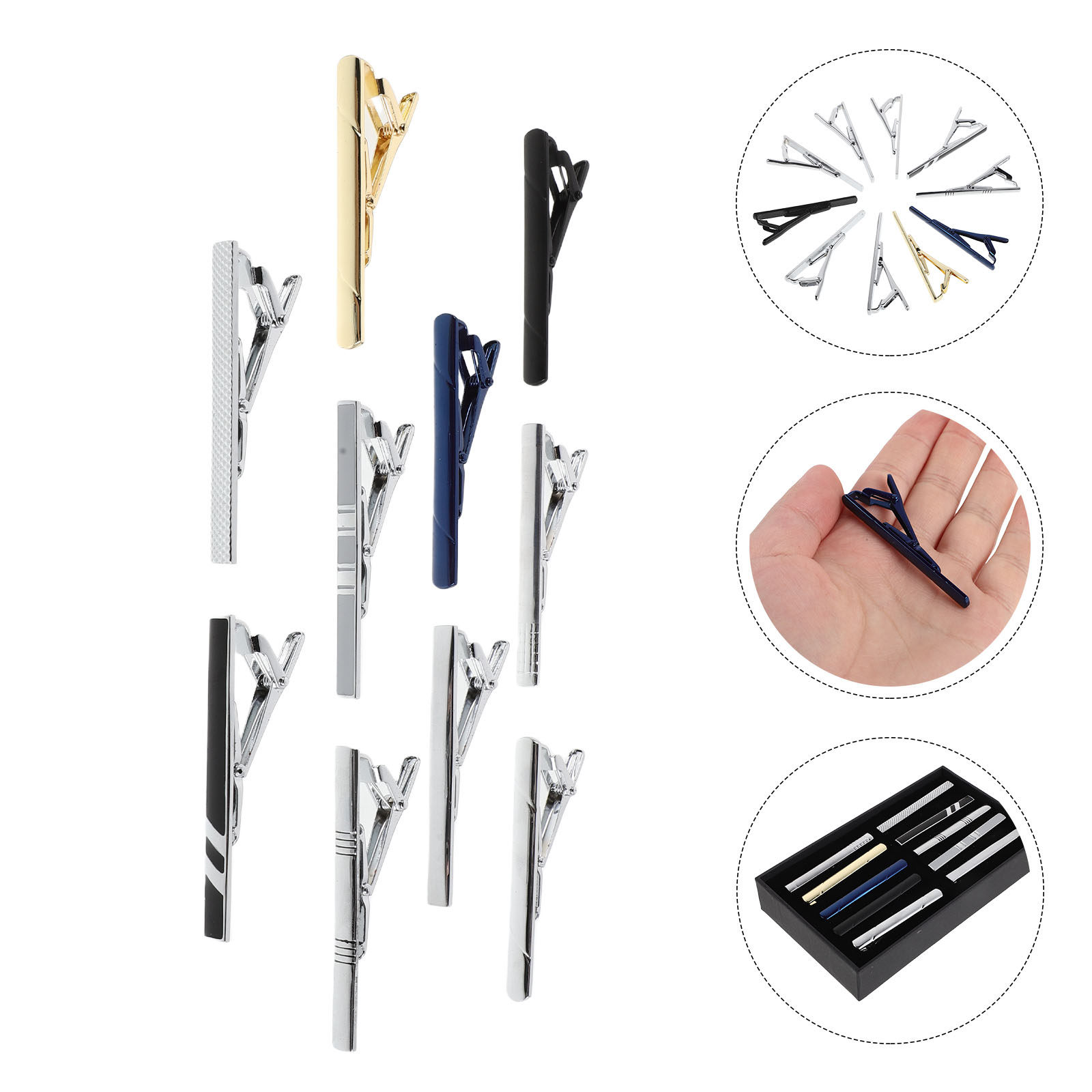 ชุดคลิปหนีบเนคไท 10 ชิ้นสำหรับ - Tie Bar Set Gift บทวิจารณ์และราคา