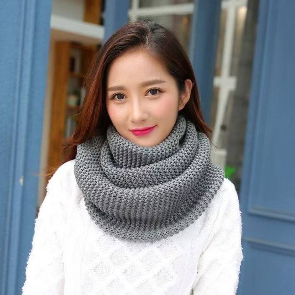 ผ้าพันคอแบบวงกลมสีพื้น ระบายอา - Infinity Scarf Knit บทวิจารณ์และราคา