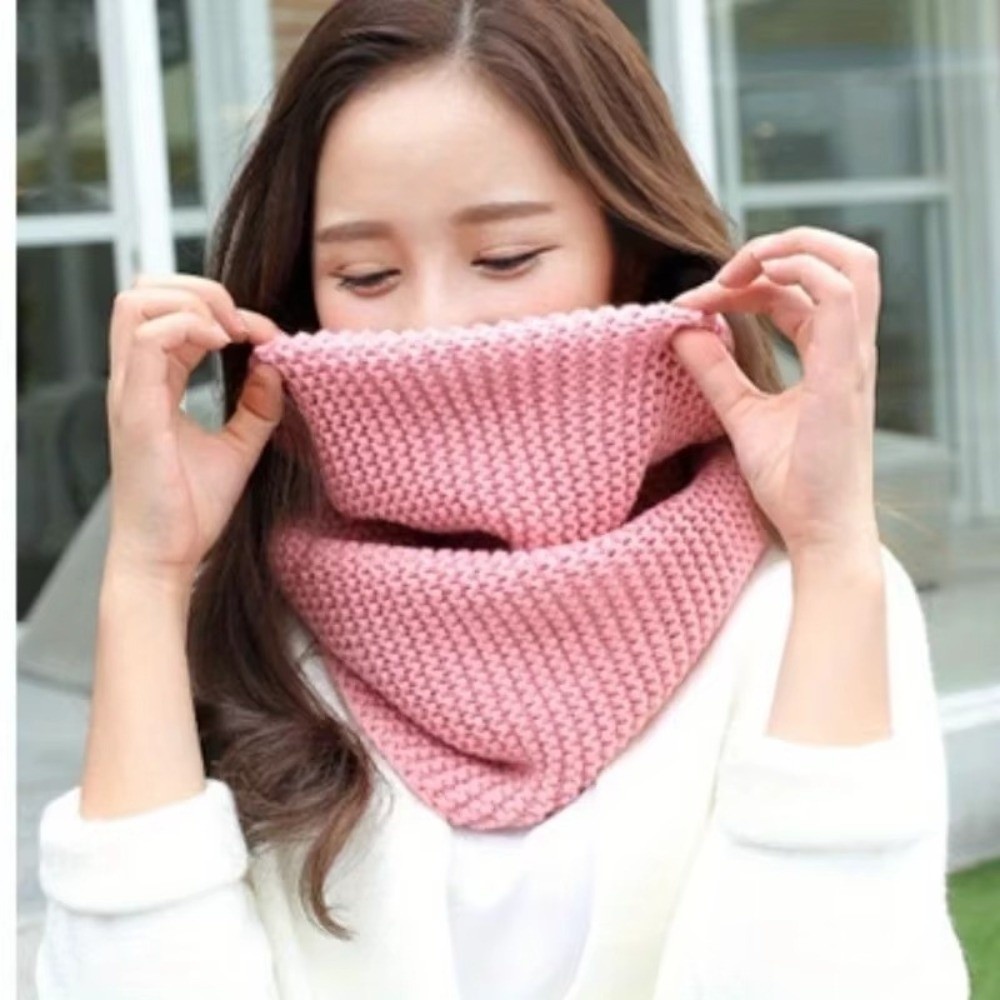 ผ้าพันคอแบบวงกลมสีพื้น ระบายอา - Infinity Scarf Knit บทวิจารณ์และราคา